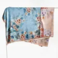 Retro Xiangyunsha double-sided large square silk scarf, elegant Chinese style floral shawl. - Double-Sided Fabric - B22