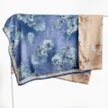 Retro Chinese style double-sided large silk scarf, elegant floral print square shawl for women. - Double-Sided Fabric - B23