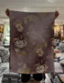 Detail view of the vintage Chinese style floral printed long scarf, elegant fabric texture. - Style-13