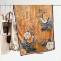 Vintage floral print silk scarf for women, elegant double-sided reversible wrap for daily wear. - Style 18