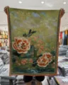 New Chinese vintage silk scarf peony floral print long shawl elegant green wrap for women - Style-26
