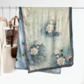 Vintage floral printed silk scarf elegant women long wrap fashion accessory elegant drape. - Style 17