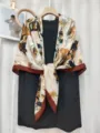 Elegante sciarpa quadrata calda invernale in misto seta e lana con stampa floreale 130cm. - Stile 3 (#3)