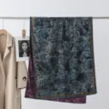 Retro floral printed silk scarf dual-sided dual-color elegant long shawl for women stylish accessory - Style 16