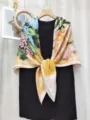 Elegante sciarpa quadrata stampa floreale calda invernale accessorio moda donna 130cm - Stile 4 (#4)
