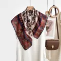 Classic paisley square silk scarf for women, elegant vintage fashion neckerchief and head wrap. - CY-14