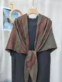 Winter warm floral patterned imitation silk wool shawl scarf, stylish fringe design for women. - Style 9 (#9)