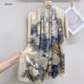 Chinese vintage imitation silk burnout floral long scarf women summer sun protection shawl - 8