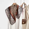 Vintage paisley printed square scarf women elegant old money style neckerchief chic decorative silk scarf - CY-12