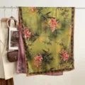 Vintage long double-sided printed silk scarf, elegant retro floral design for women. - Style 5