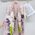 Vintage floral butterfly print silk feel long scarf shawl women summer sun protection - 10