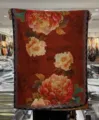 New Chinese vintage autumn spring high-end imitation satin floral lotus print long scarf shawl - Style-5