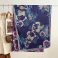 Retro Chinese style purple double-sided printed silk scarf luxury elegant shawl for women. - Style 7