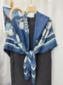 Winter floral patterned shawl scarf with fringed edges, warm imitation silk wool large square design. - Style 13 (#13)