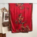 Vintage Chinese Style Printed Silk Scarf Elegant Long Floral Shawl for Women Wear - Style 8