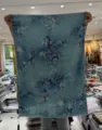 New Chinese retro imitation Xiangyunsha floral printed double-sided long blue scarf - Style-19