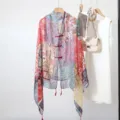New Chinese style printed lightweight scarf summer sun protection shawl fashion ethnic cape - Colorful Cubes