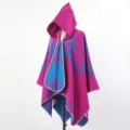 Stile etnico mantello poncho in maglia con cappuccio donna inverno caldo capispalla viaggio - mantello / Rosa