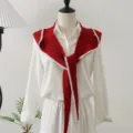 Rode gebreide capuchonsjaal, minimalistische effen warme hoofdscarf voor dames herfststijl. - 100*29cm / Rood