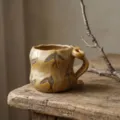 Handmade ceramic coffee mug with vintage bird pattern, retro creative milk cup design. - 201-300ml / Gift Box / Yao-changing Rock Brown Swallow - Gift Box