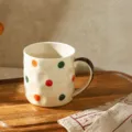 Tasse à café en céramique créative japonaise avec des pois colorés, capacité 350 ml. - 350ml / Pois Arc-en-ciel