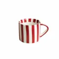 Taza de café de cerámica a rayas rojas y blancas vintage, bonita taza de agua para hogar. - Taza de café / Rojo