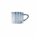 Taza de café de cerámica a rayas azules nórdicas con asa cómoda, vajilla elegante para el hogar. - Taza de café / Azul