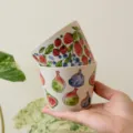 Tazza in ceramica retrò variante con motivi di fichi e bacche dipinti a mano per caffè o tè. - 301-400ml / Set Doppia Tazza