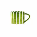 Taza de cafe de ceramica pintada a mano retro con rayas verdes, elegante taza. - Taza de café / Verde
