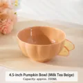 Joli bol en céramique forme citrouille marron lait 4.5 pouces pour cuisine table repas - Une Pièce / Brun Thé au Lait