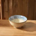Japanese ceramic ramen bowl 8 inch large soup noodle bowl with blue stripes and 1300ml capacity. - 8 inch