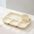 Ensemble d'assiette et bol de petit-déjeuner en céramique, blanc crémeux, vaisselle. - Bol à soupe à deux anses 4 pouces et assiette divisée 12,5 pouces - Blanc crème brillant - 1 pièce