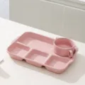 Assiette de diner en ceramique avec bol a deux oreilles en mauve taro pour les repas quotidiens. - Bol à soupe à deux anses 4 pouces et assiette divisée 12,5 pouces - Violet foncé brillant - 1 pièce