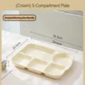 Cream ceramic divided dinner plate 5-compartment aesthetic tableware for daily use - 12.5-Inch 5-Compartment Divided Plates - Glossy Cream White