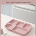 Taro purple ceramic 5-compartment divided dinner plate with deep grooves for daily meals. - 12.5-Inch 5-Compartment Divided Plates - Glossy Dark Purple