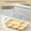 Cream yellow 5-compartment ceramic divided dinner plate meal prep healthy food container - 12.5-Inch 5-Compartment Divided Plates - Glossy Cream Yellow