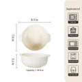 Ceramic double-eared bowl, 8.5-inch light milk white soup bowl with 1000ml capacity for kitchen. - 8.5 Inch Brushed Double Ear Bowl - Light Milky White