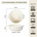 Japanese ceramic double-eared bowl 10.5 inch milky white soup bowl variant specification - 10.5 Inch Brushed Double Ear Bowl - Light Milky White