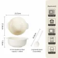 Japanese ceramic double ear bowl and long handle spoon set, cream white, 8.5 inch soup bowl. - 8.5 Inch Double Ear Bowl + Twist Spoon (1 Pack) / Creamy White