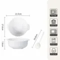 Ceramic double ear bowl and long spoon set white glazed tableware spec diagram for home kitchen - 8.5 Inch Double Ear Bowl + Twist Spoon (1 Pack) / Transparent White Glaze