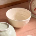 Bol de riz en ceramique blanc creme, design texture, ideal pour yaourt, salade et dessert. - Bols 5 pouces - Jaune crème