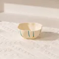 Ciotola per salsa in ceramica, piattino da 4 pollici con strisce blu, adatta a microonde. - 1 Pezzo/Confezione