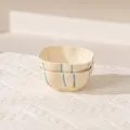 Set di 2 ciotole per salsa in ceramica da 4 pollici, piccoli piatti con strisce blu per la casa. - Confezione da 2