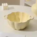 Bol en céramique jaune crème bol à soupe à double oreille joli vaisselle de cuisine maison - Bol à Fleurs à Double Poignée de 9,5 Pouces