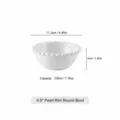 Bol de cerámica blanca con cuentas, pequeño bol de postre de sopa de 4,5 pulgadas. - Cuencos con borde de cuentas de 4,5 pulgadas - Blanco puro