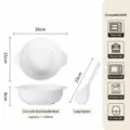 Bol a double oreille en ceramique de 10.5 pouces et grand cuillere ensemble blanc pour cuisine. - Grand Bol à Double Oreille de 10.5 Pouces + Grande Cuillère à Soupe (1 Paquet) / Glaçure Blanche Transparente