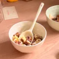Set de bol à céréales en céramique avec cuillère, bol à fruits yaourt petit déjeuner blanc. - Bol de 5 pouces - Jaune crème avec cuillère