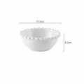 Bol de ceramica blanca con cuentas, vajilla estilo frances, diametro de 15.3cm, capacidad 500ml. - Cuencos con borde de cuentas de 6 pulgadas - Blanco puro