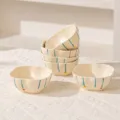 Set 6 ciotole in ceramica 4 pollici piattini per salsa a strisce blu 150ml cucina tavola. - 6 Pezzi/Confezione