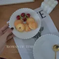 Plato llano de cerámica de estilo francés con borde perlado, vajilla elegante postre. - Platos redondos con borde de cuentas de 6 pulgadas - Blanco puro
